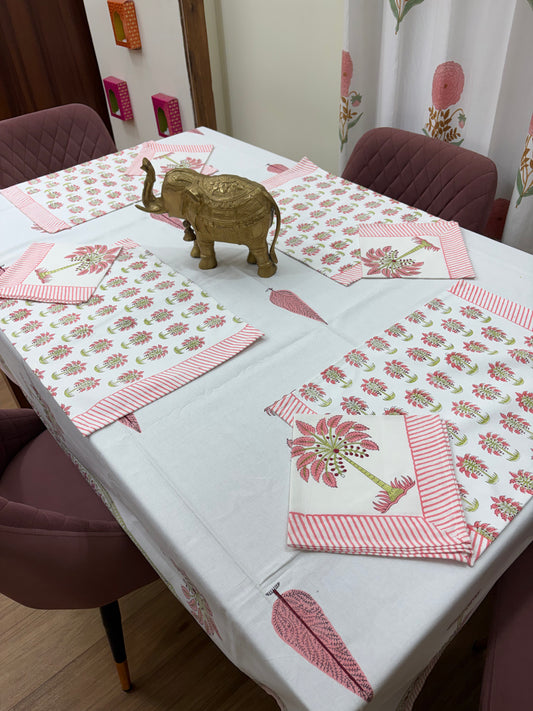Gulaab Khajuri Table Cover, Mat & Napkin Set