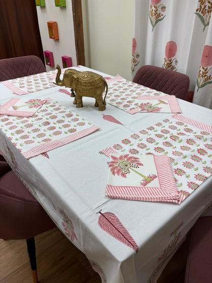 Gulaab Khajuri Table Cover, Mat & Napkin Set