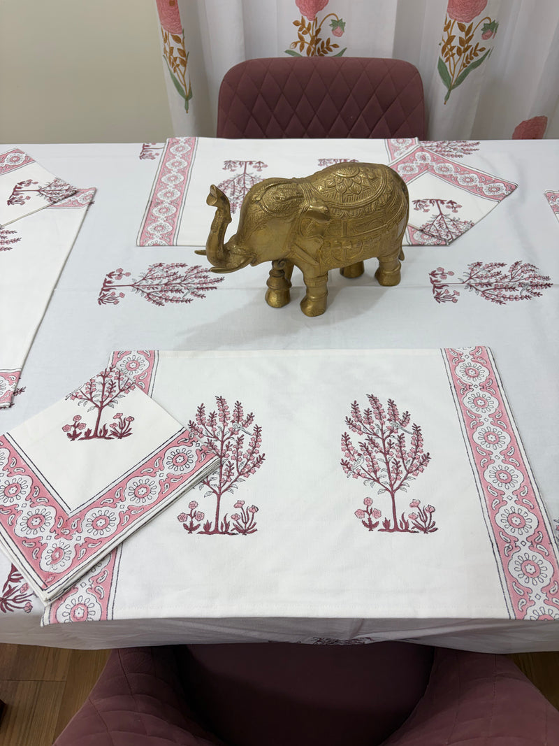 Rose Pink Parrot Table Cover, Mat & Napkin Set