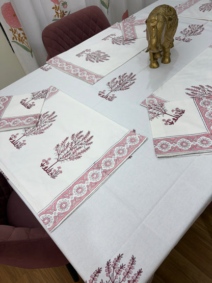 Rose Pink Parrot Table Cover, Mat & Napkin Set
