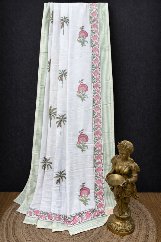 Organic Mulmul Cotton Dohar AC Blanket - Palm Tree