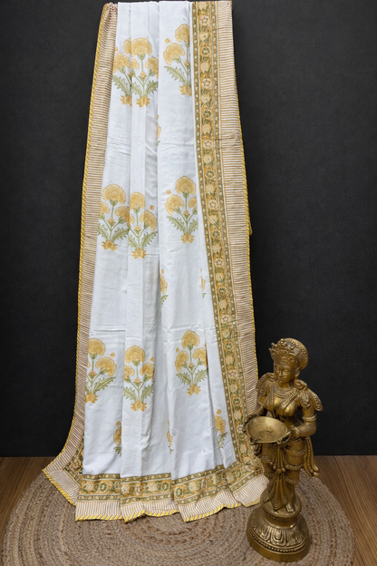 Organic Mulmul Cotton Dohar AC Blanket - Yellow Hibbiscus