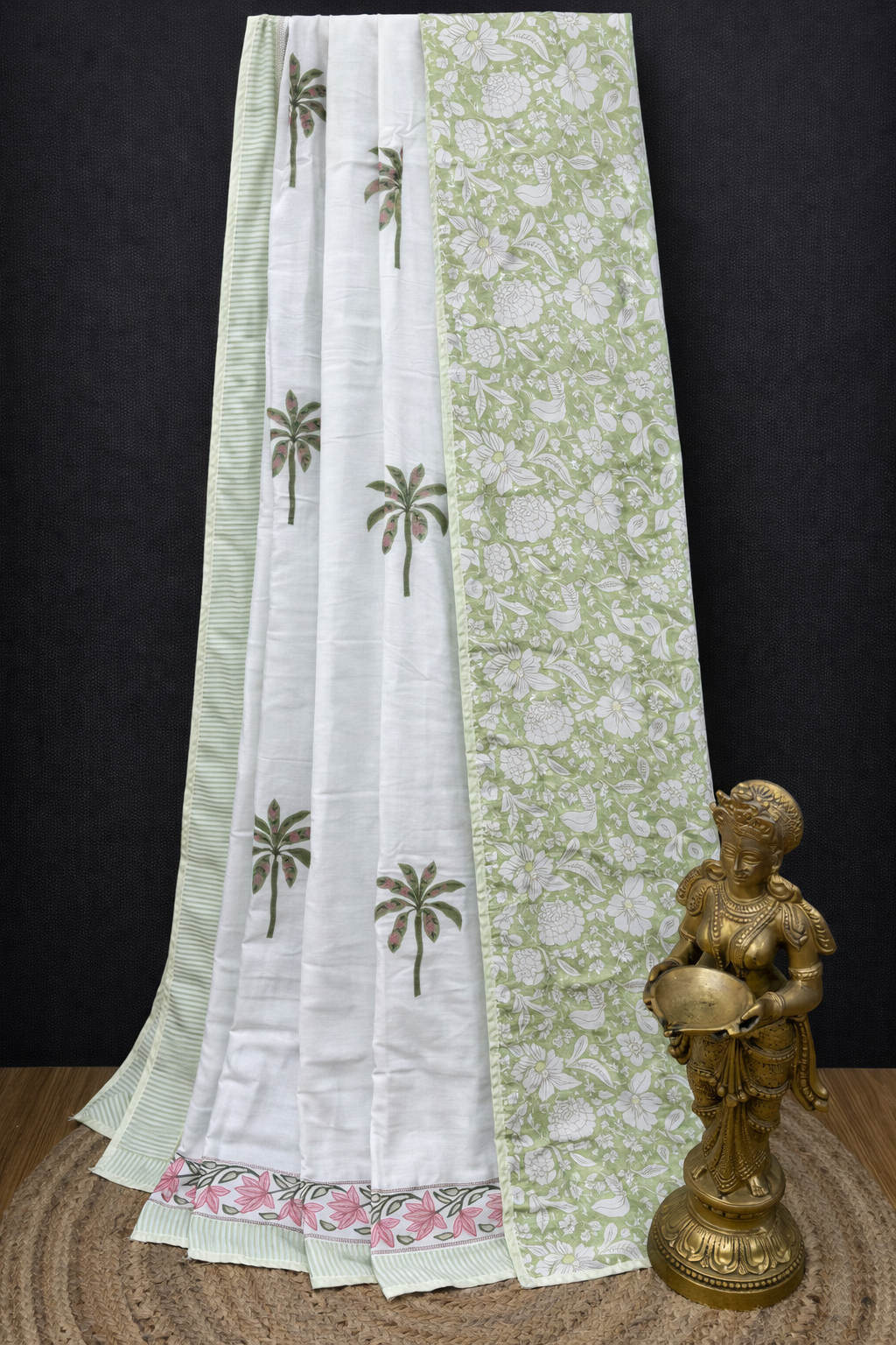 Organic Mulmul Cotton Dohar AC Blanket - Palm Tree