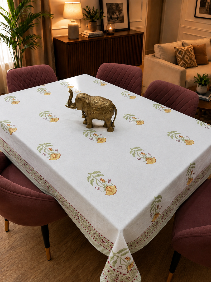 Yellow Green Mughal Jaal Table Cover