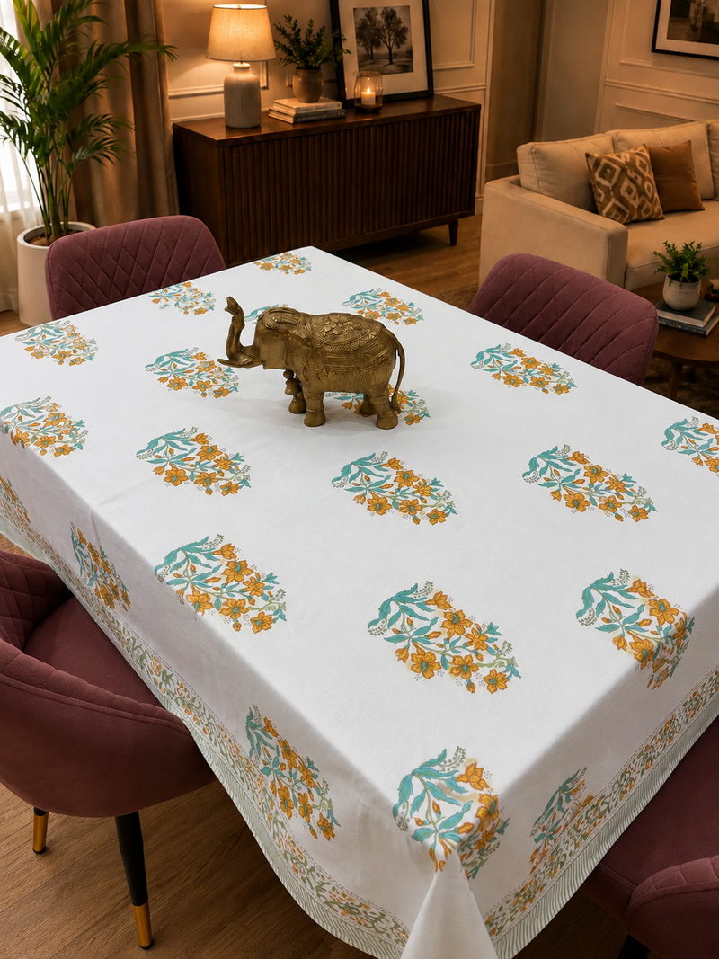 Turquoise Mustard Baugh Table Cover
