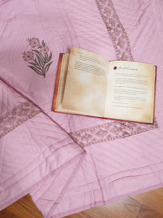 Dusty Rose Persian Quilted Luxury Bedcover