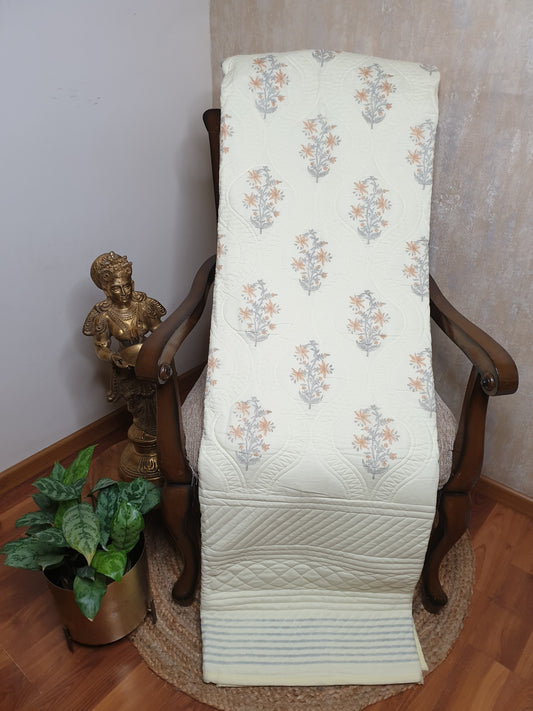 Lime Jasmine Persian Quilted Luxury Bedcover