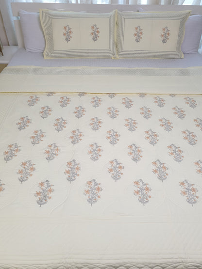 Lime Jasmine Persian Quilted Luxury Bedcover