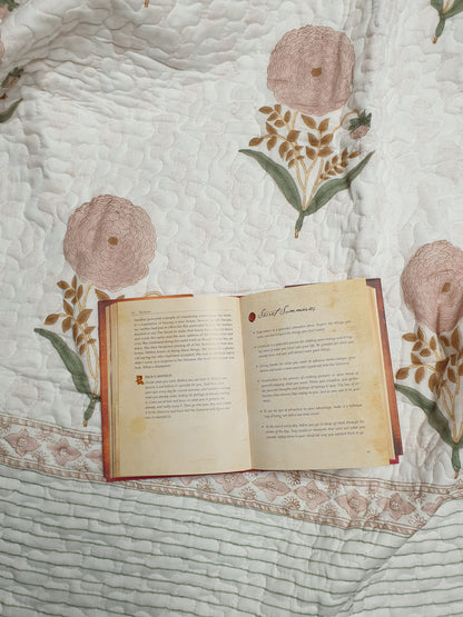Peach Marigold Quilted Bedcover
