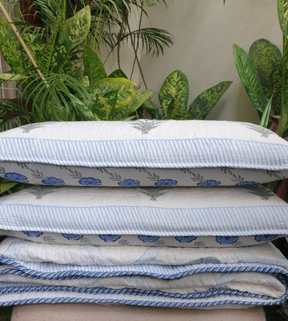 Blue Cyprus Quilted Bedcover