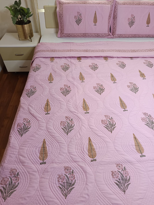 Dusty Rose Persian Quilted Luxury Bedcover