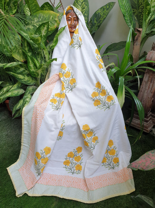 Yellow Rose Mulmul Dohar- Single Bed