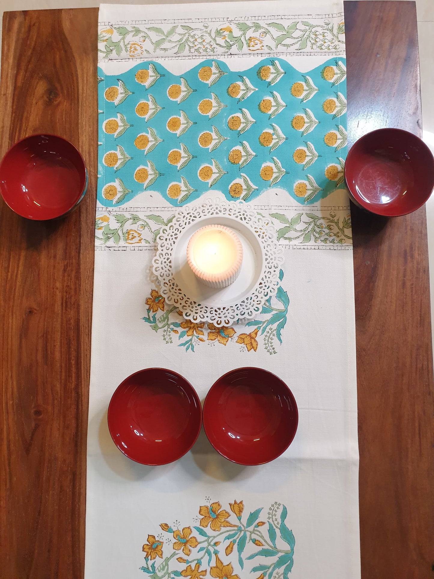 Turquoise Mustard Baagh Table Runner
