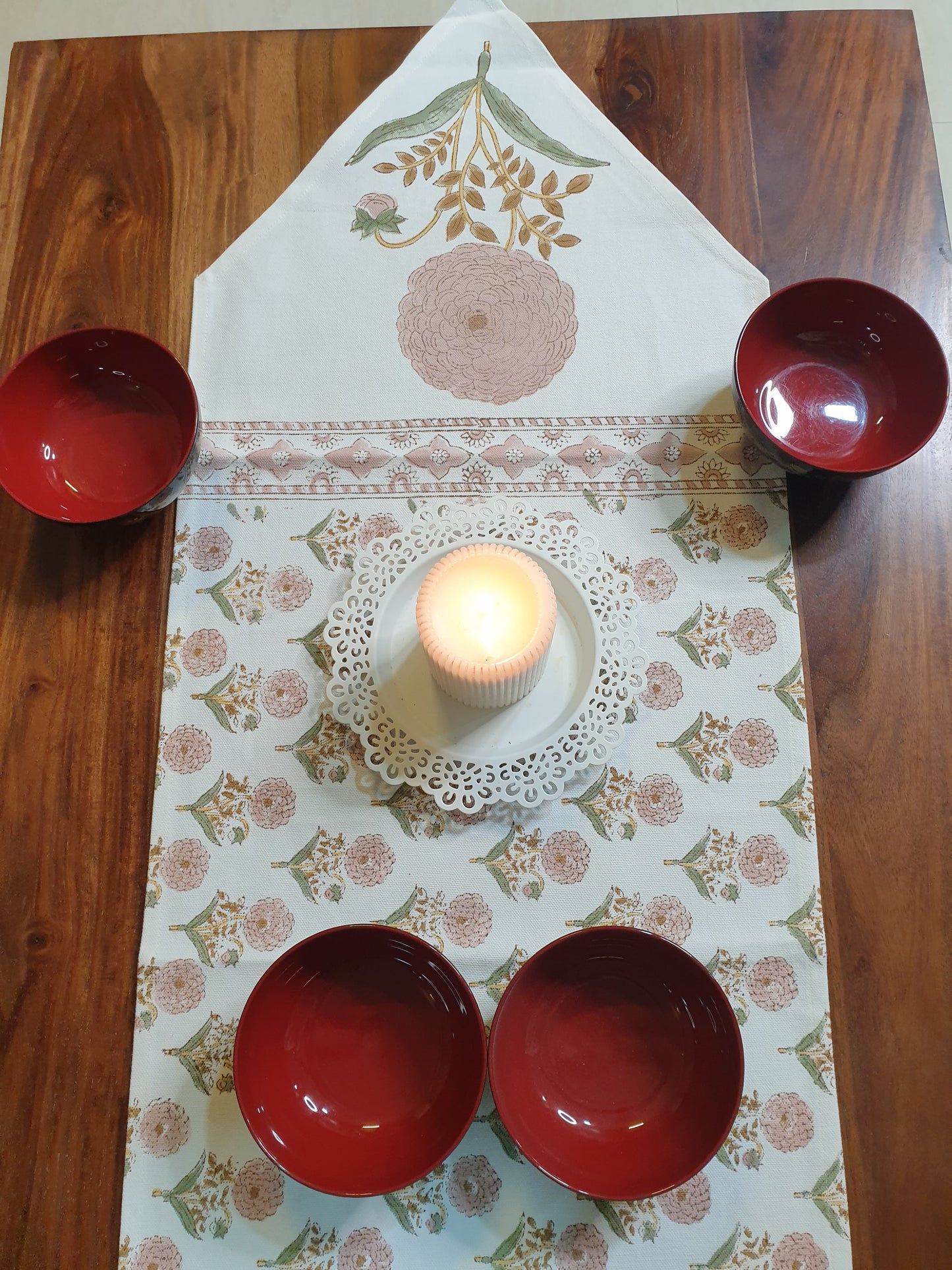 Peach Marigold Table Runner