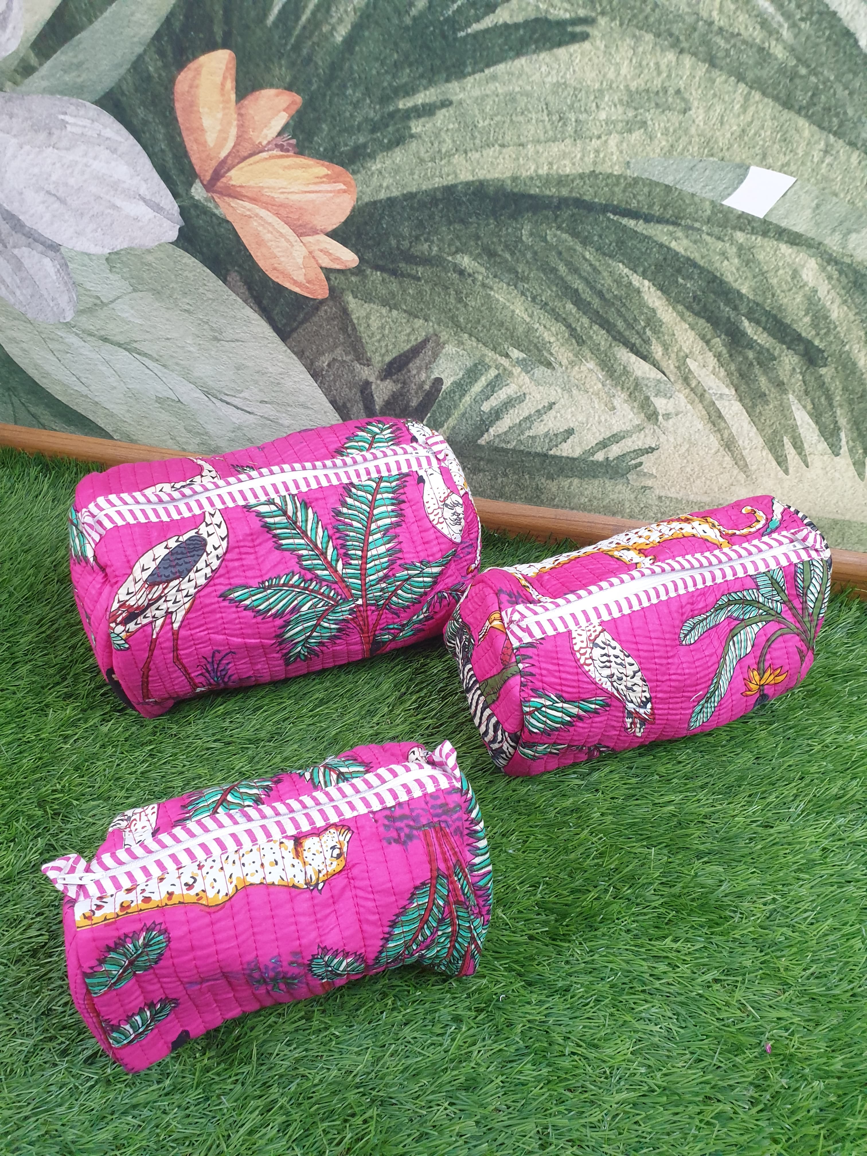 Pink Panther 3 Piece Pouch Set – House of Sanganeri