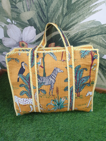 Mustard Forest Zipper Tote Bag