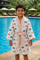 Kids Bathrobe- Roadways Peach