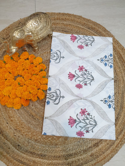 Pink Blue Kaneri Jaal Percale Bedsheet