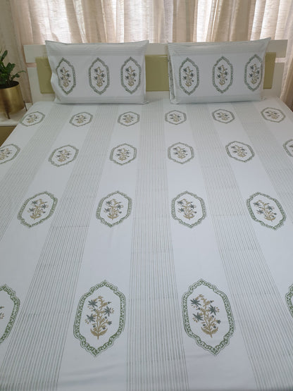 Green Jasmine Mirror Percale Bedsheet
