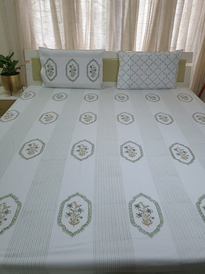 Green Jasmine Mirror Percale Bedsheet