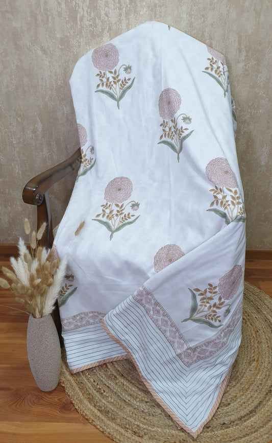 Organic Mulmul Cotton Dohar AC Blanket - Peach Marigold
