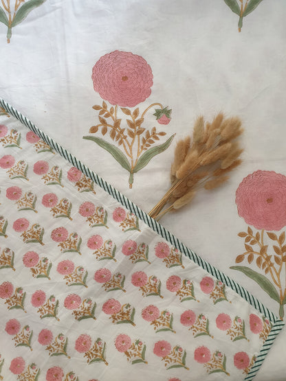 Organic Mulmul Cotton Dohar AC Blanket - Pink Marigold