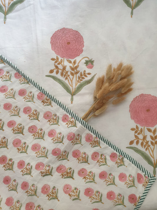 Organic Mulmul Cotton Dohar AC Blanket - Pink Marigold
