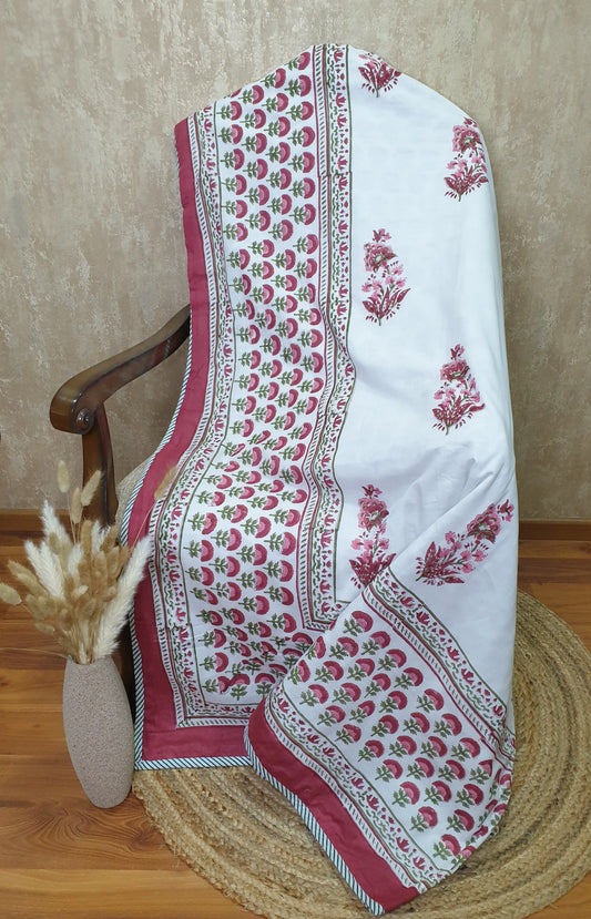 Organic Mulmul Cotton Dohar AC Blanket - Laal Buta