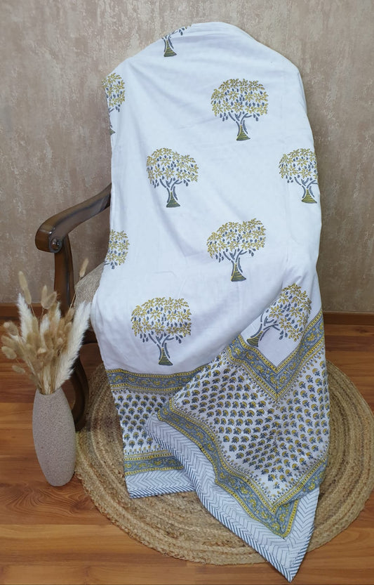Organic Mulmul Cotton Dohar AC Blanket - Tree of Life