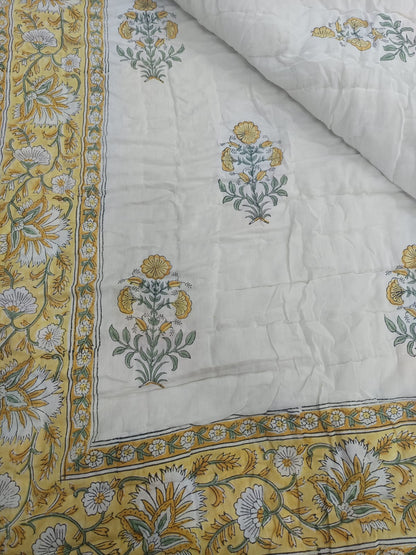 Yellow Bagh Reversible Mulmul Cotton Quilt-King Size