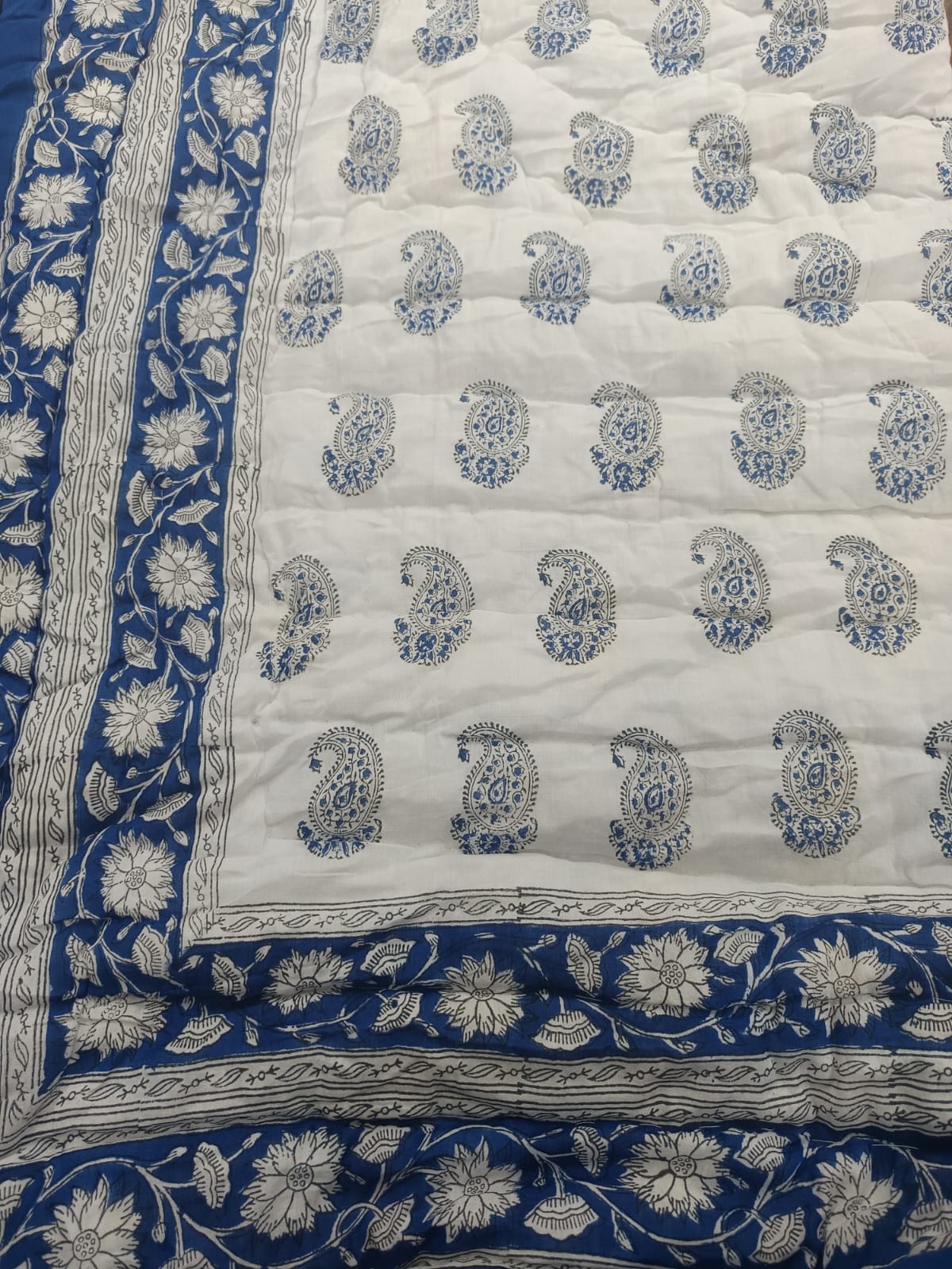 Blue Paisely Reversible Mulmul Cotton Quilt