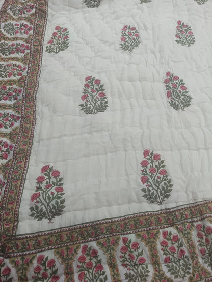 Rani Green Bagh Reversible Mulmul Cotton Quilt
