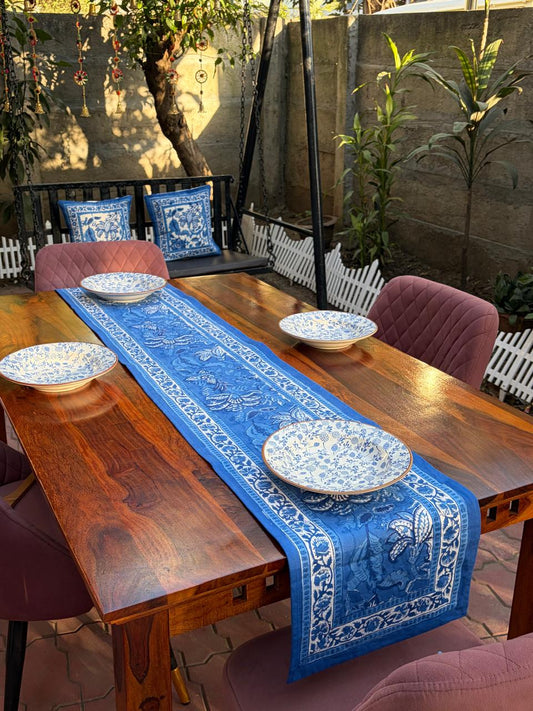 Blue Pottery Table Runner