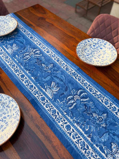 Blue Pottery Table Runner