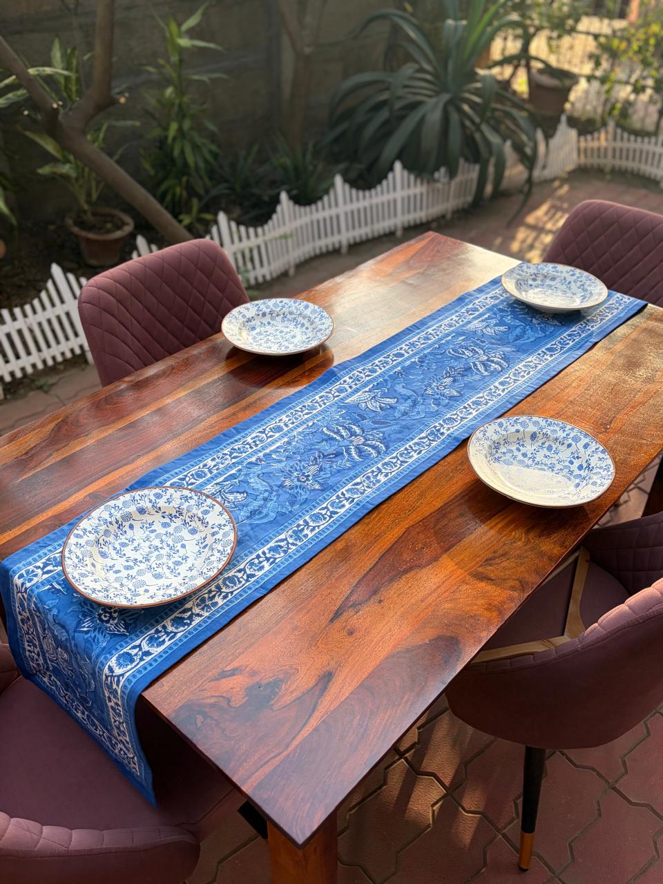 Blue Pottery Table Runner