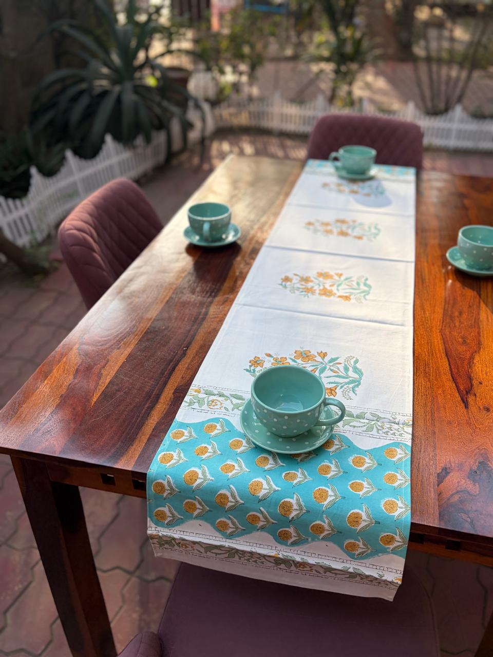 Turquoise Mustard Baagh Table Runner