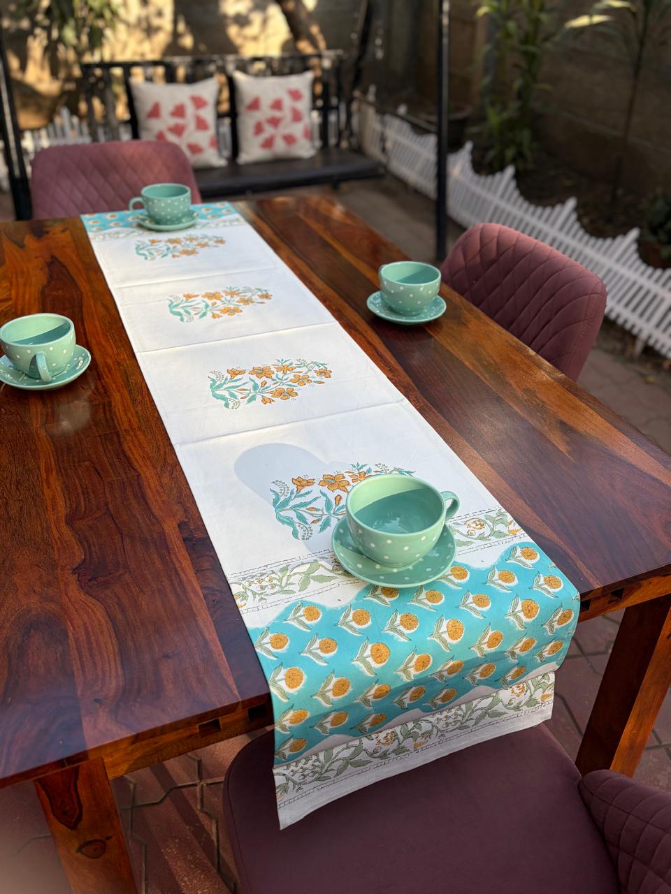 Turquoise Mustard Baagh Table Runner