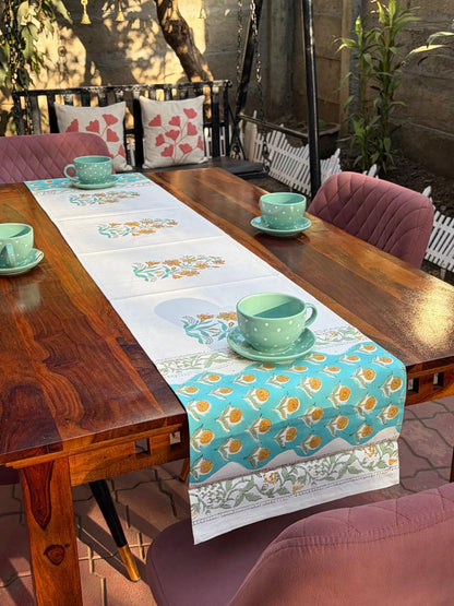 Turquoise Mustard Baagh Table Runner