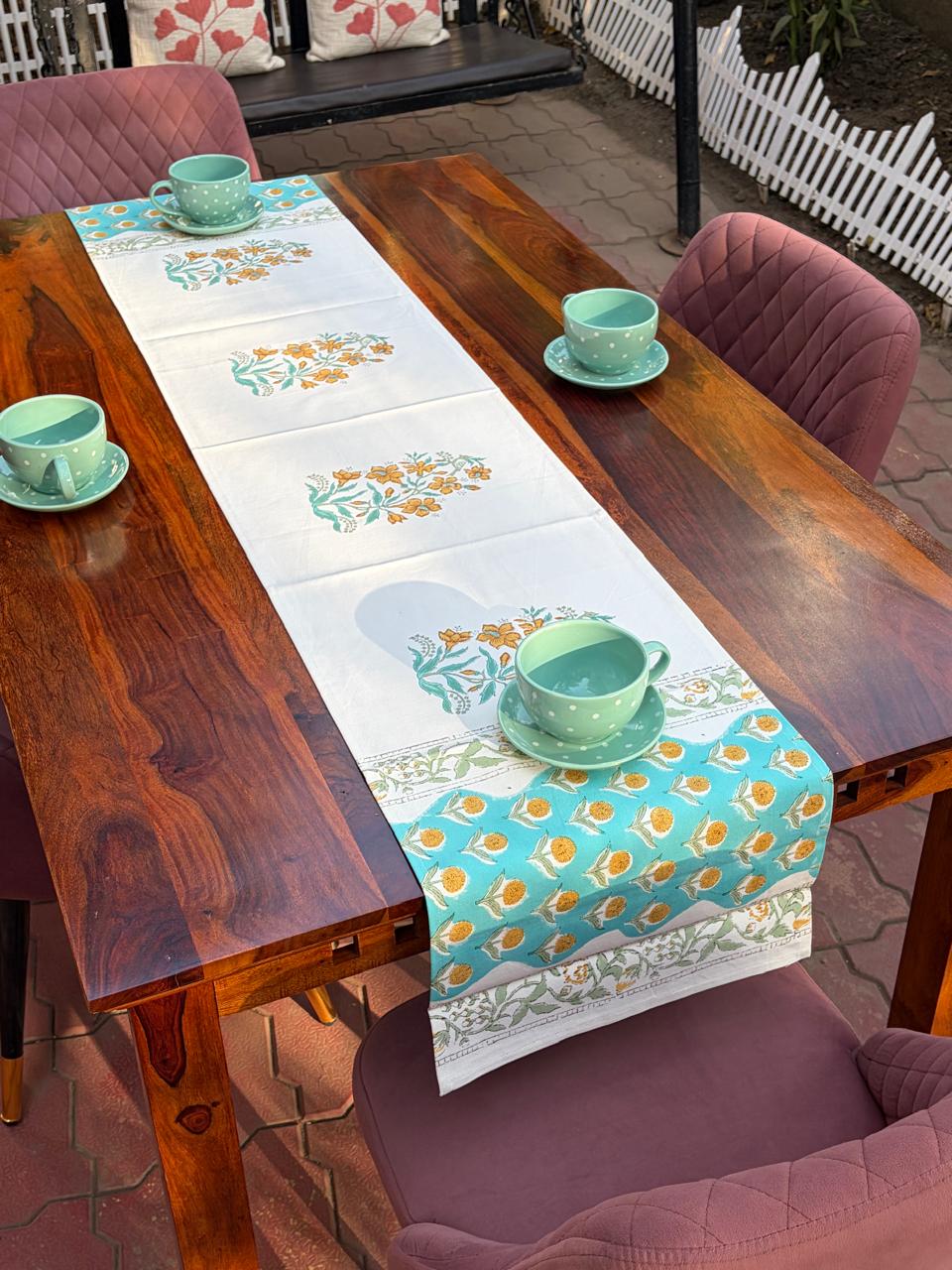 Turquoise Mustard Baagh Table Runner