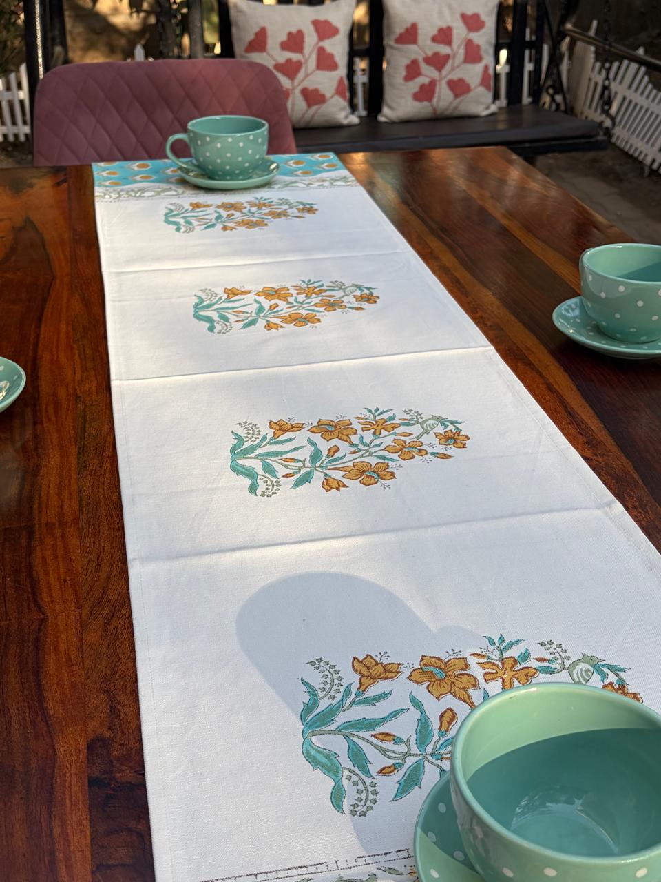 Turquoise Mustard Baagh Table Runner