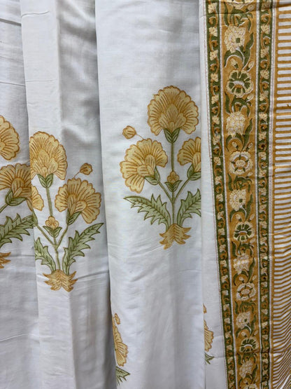 Organic Mulmul Cotton Dohar AC Blanket - Yellow Hibbiscus