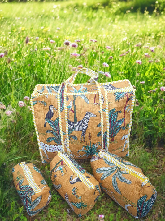 Mustard Forest Zipper Tote Bag & Pouch Set