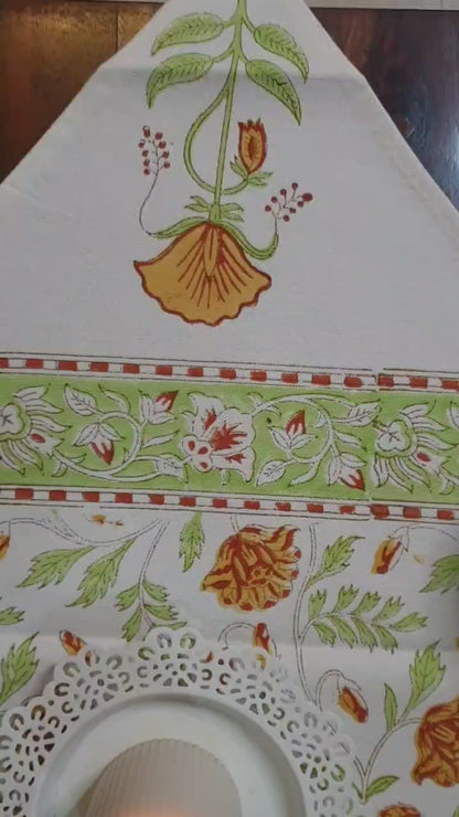 Yellow Green Mughal Jaal Table Runner