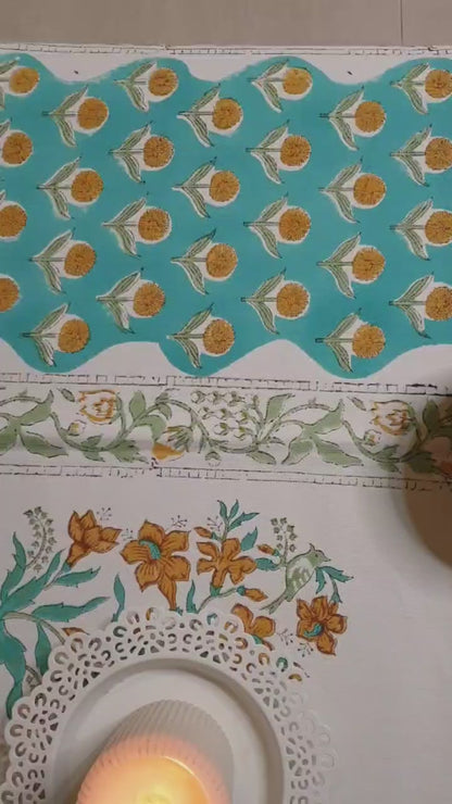 Turquoise Mustard Baagh Table Runner