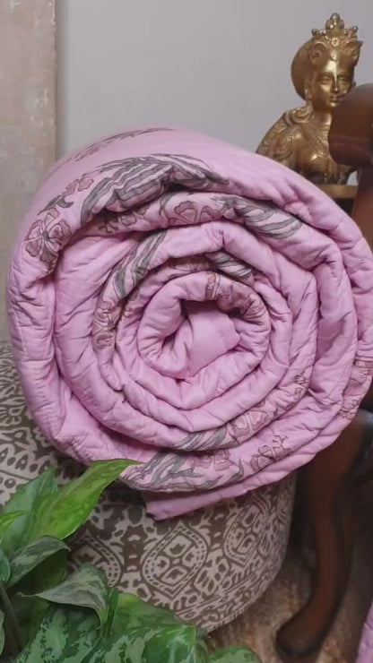 Dusty Rose Persian Quilted Luxury Bedcover