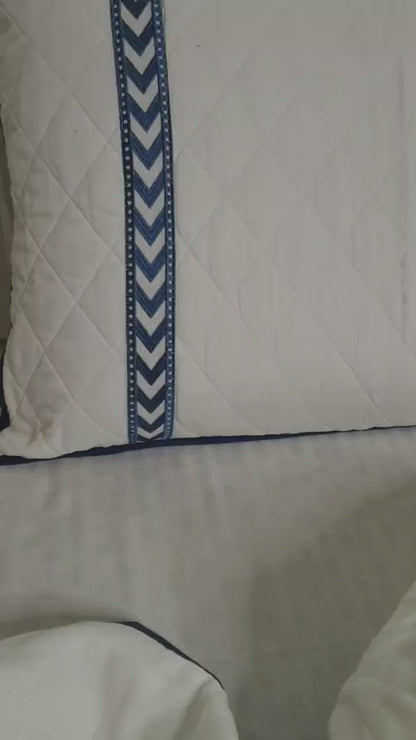 Blue Embroidery Persian Quilted Luxury Bedcover